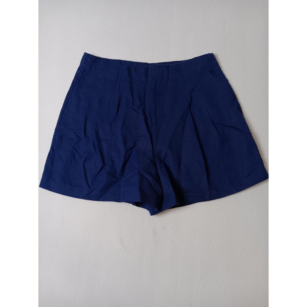 Vineyard Vines Chino Shorts Womens 10 Blue Linen Blend Pleated Casual Summer